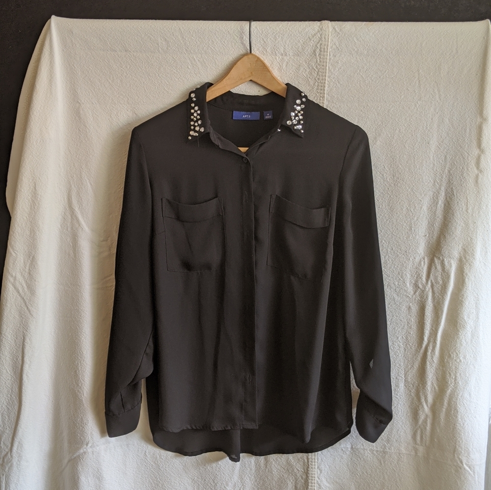 Apt. 9 black long sleeve button down blouse.  Size Medium